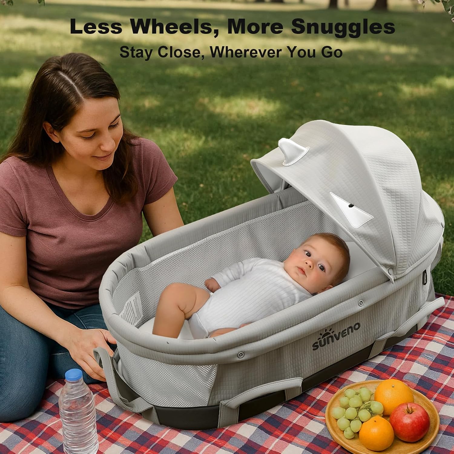SUNVENO Portable Travel Bassinet for Newborns