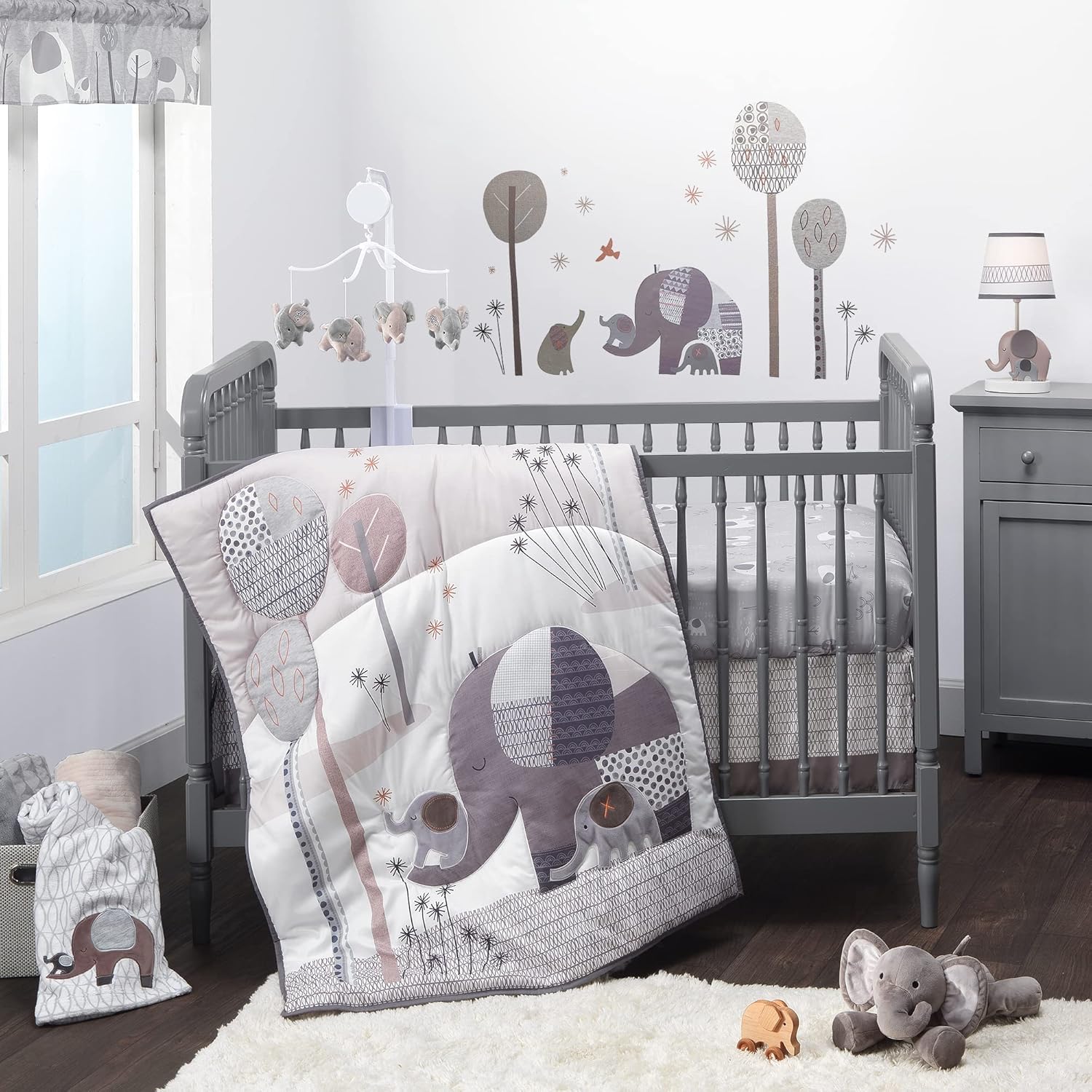 Bedtime Originals Elephant Love Musical Crib Mobile Soother Toy - Gray