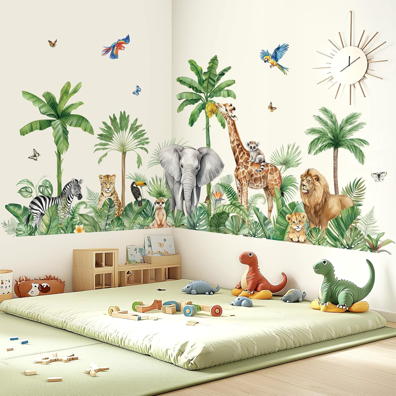 decalmile XXL Jungle Animals Wall Stickers for Kids Room and Nursery Decor