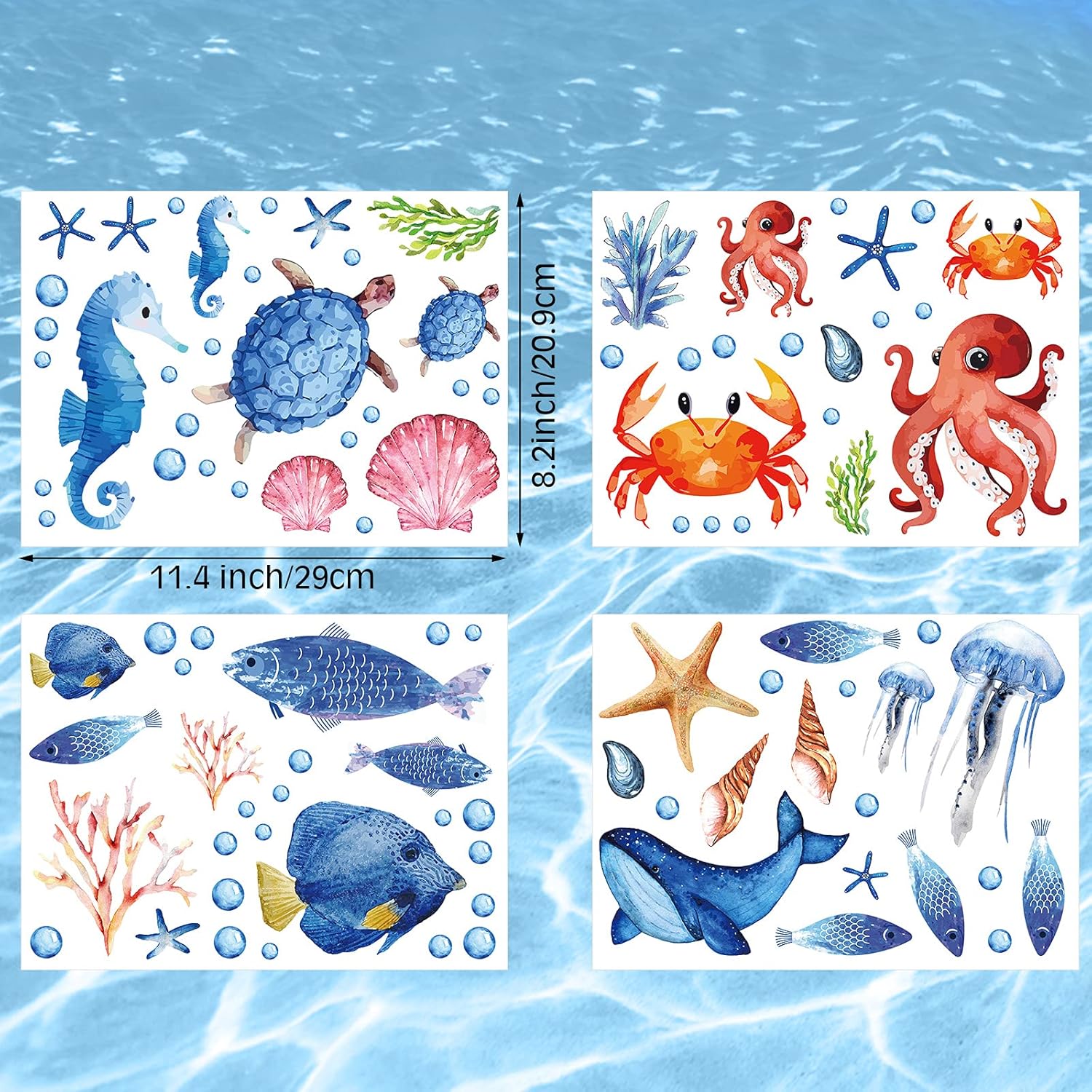 Zonon 97 Pcs Glow in the Dark Ocean Wall Decals