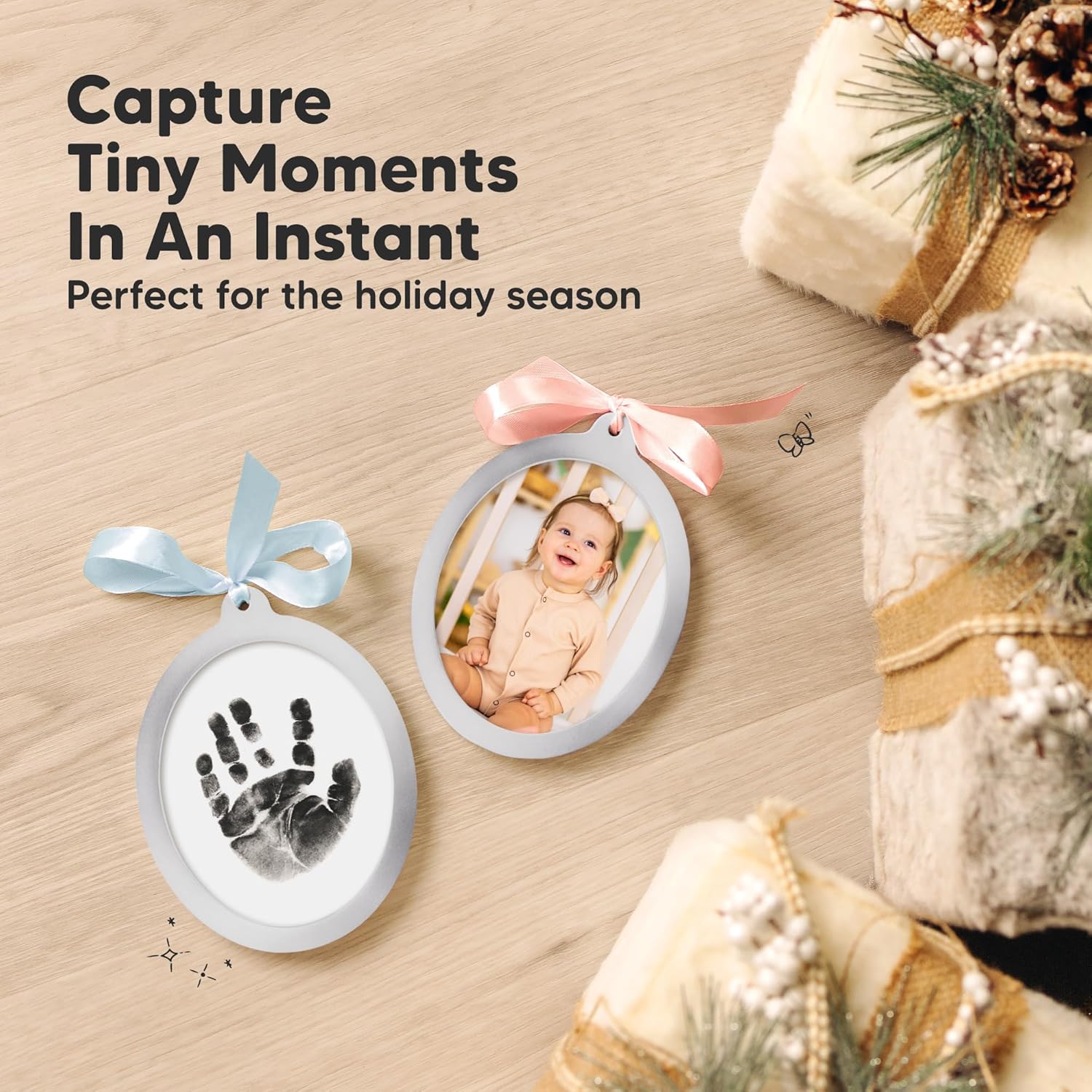 KeaBabies Inkless Baby Hand Footprint Ornament Kit