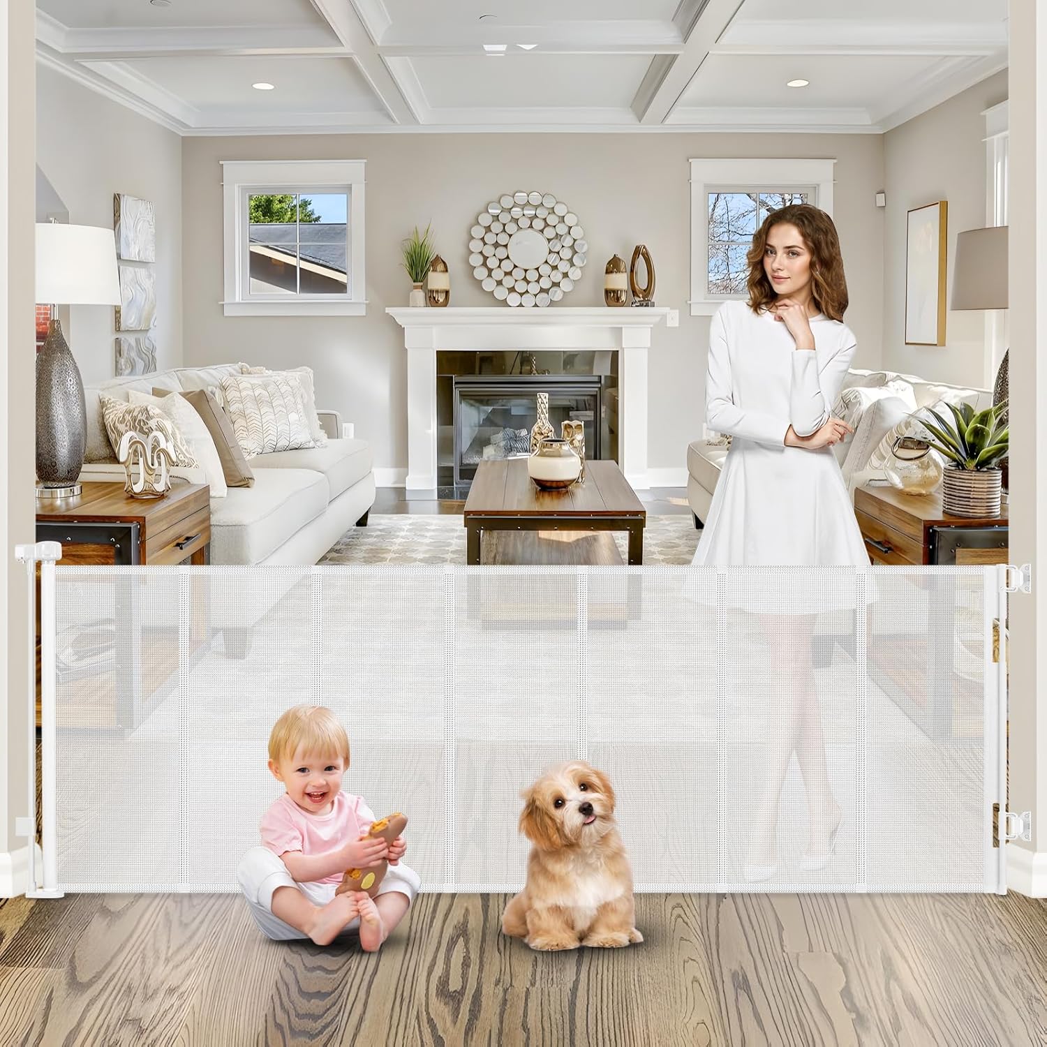 WOMHOM Reinforced 120 Inch Retractable Baby Gate