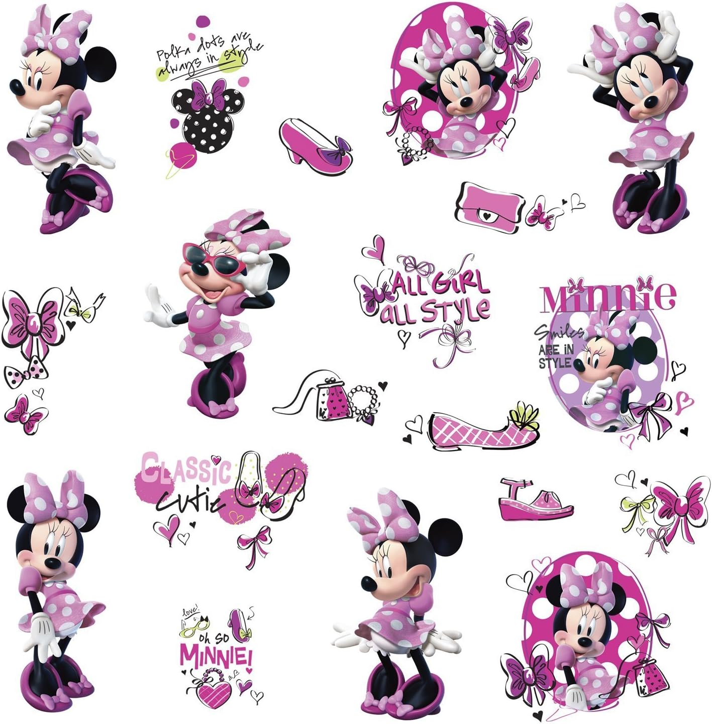 RoomMates RMK2554SCS Minnie Peel and Stick Wall Decal Pink