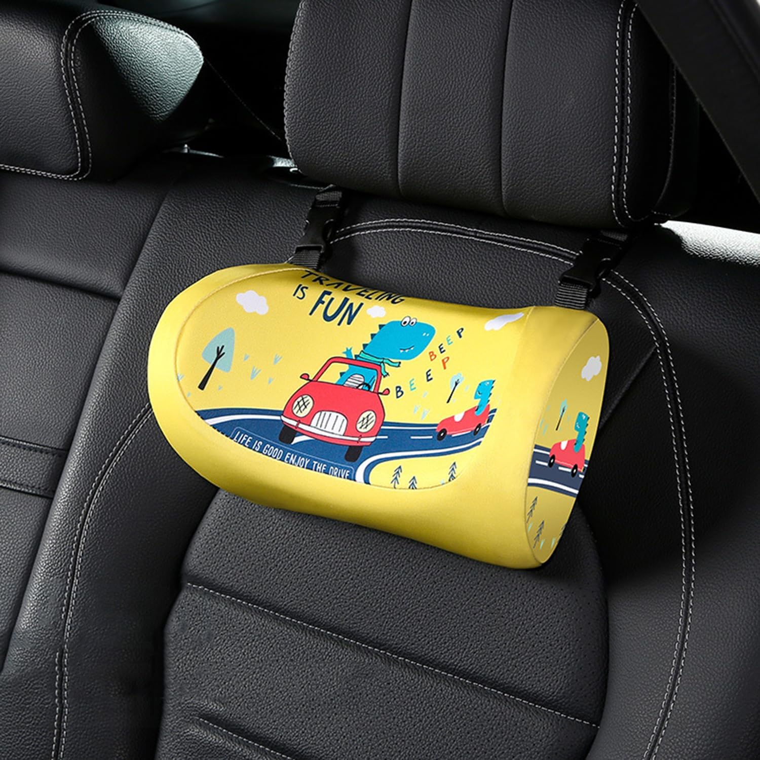 Kwaks Car Headrest Pillow - Adjustable Neck Support for Kids and Adults
