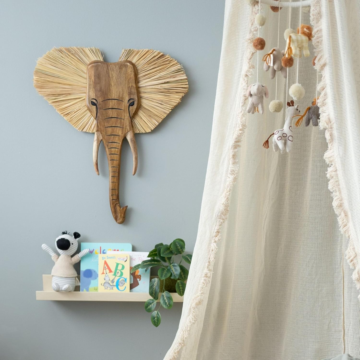 Crane Baby Wooden Elephant Wall Decor 21x21 Brown