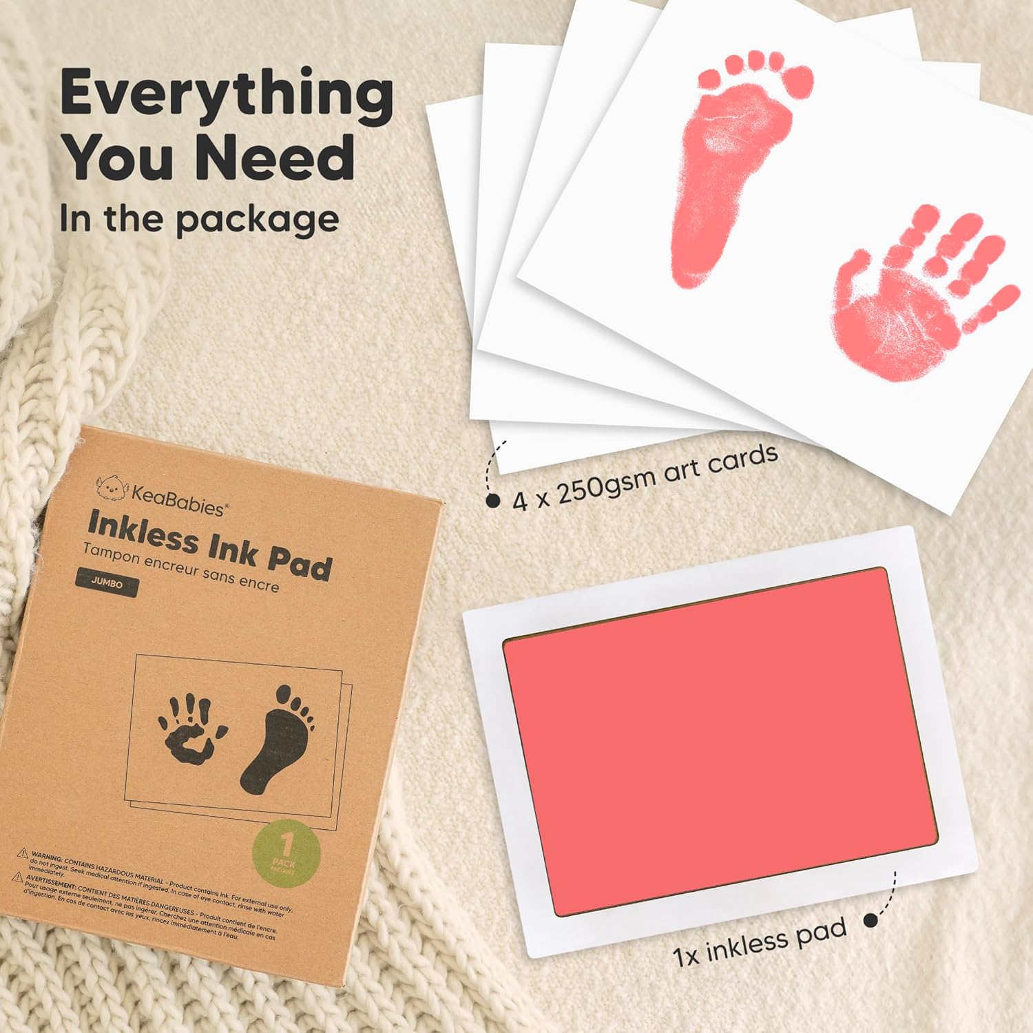 KeaBabies Inkless Hand and Footprint Kit with Frame