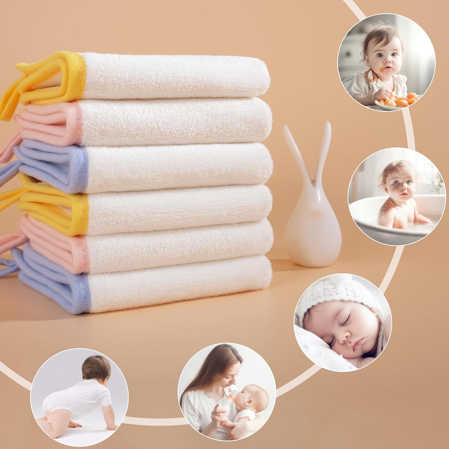 POLYTE Hypoallergenic Microfiber Baby Washcloth 6 Pack
