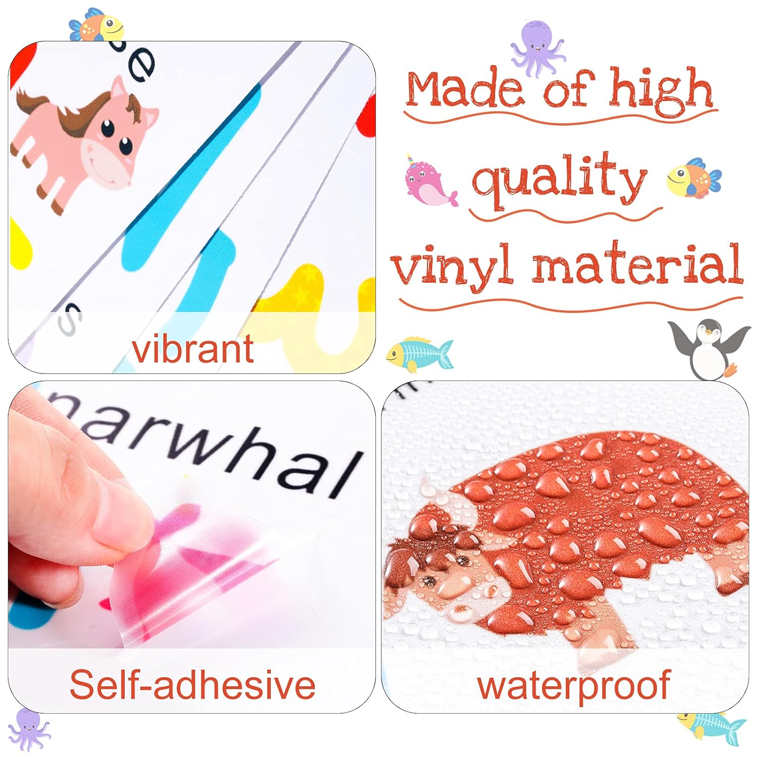 6 Sheets Animal Alphabet Wall Sticker for Toddler