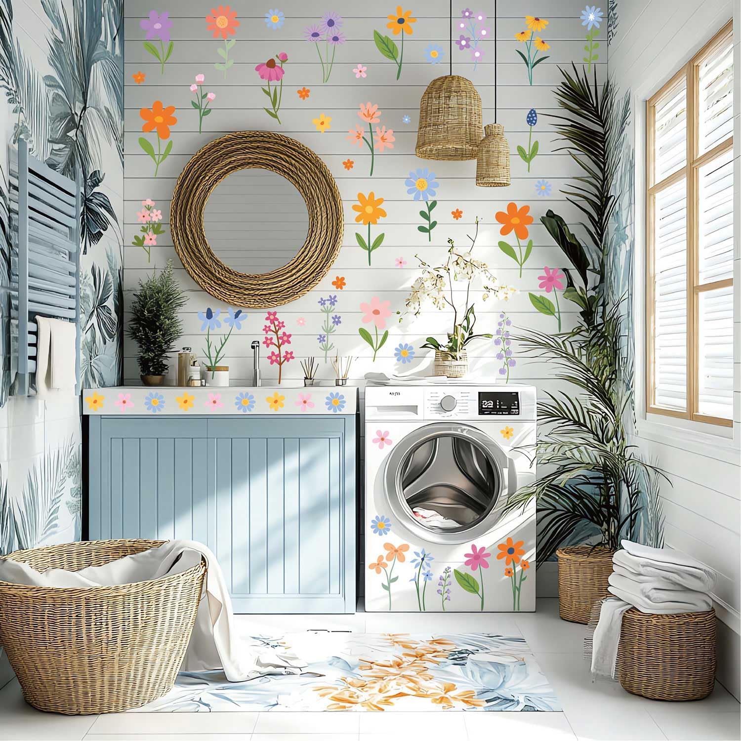 Wild Flower Wall Decals - 102 Pcs Garden Theme Stickers for Home Decor