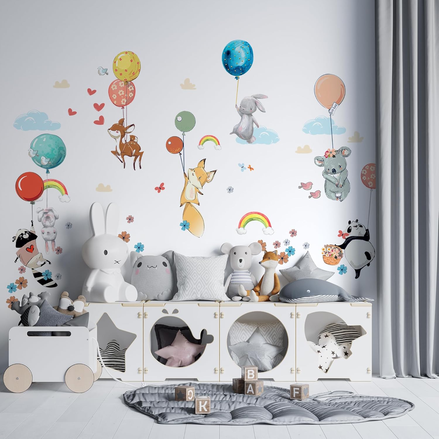 WS Wallpaper Hot Air Balloon Wall Decals - Animal Stickers for Kids Room