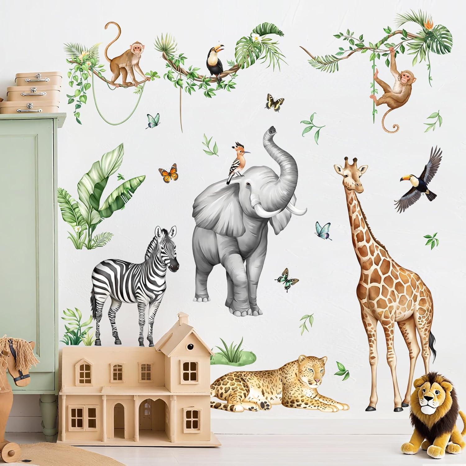 Jungle Safari Animal Wall Decals for Kids Room