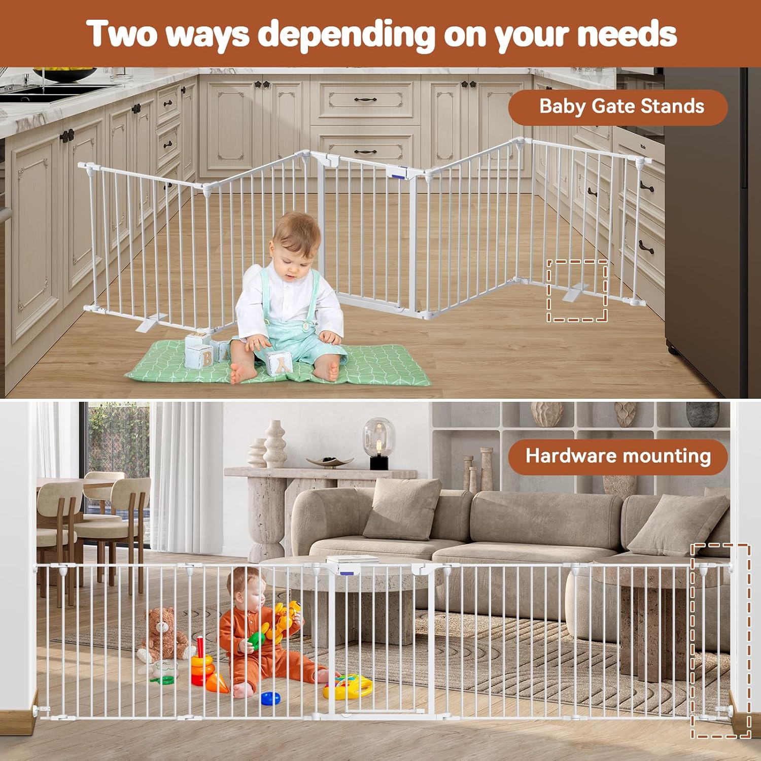 Extra-Wide Adjustable Baby Gate with Auto Close Door