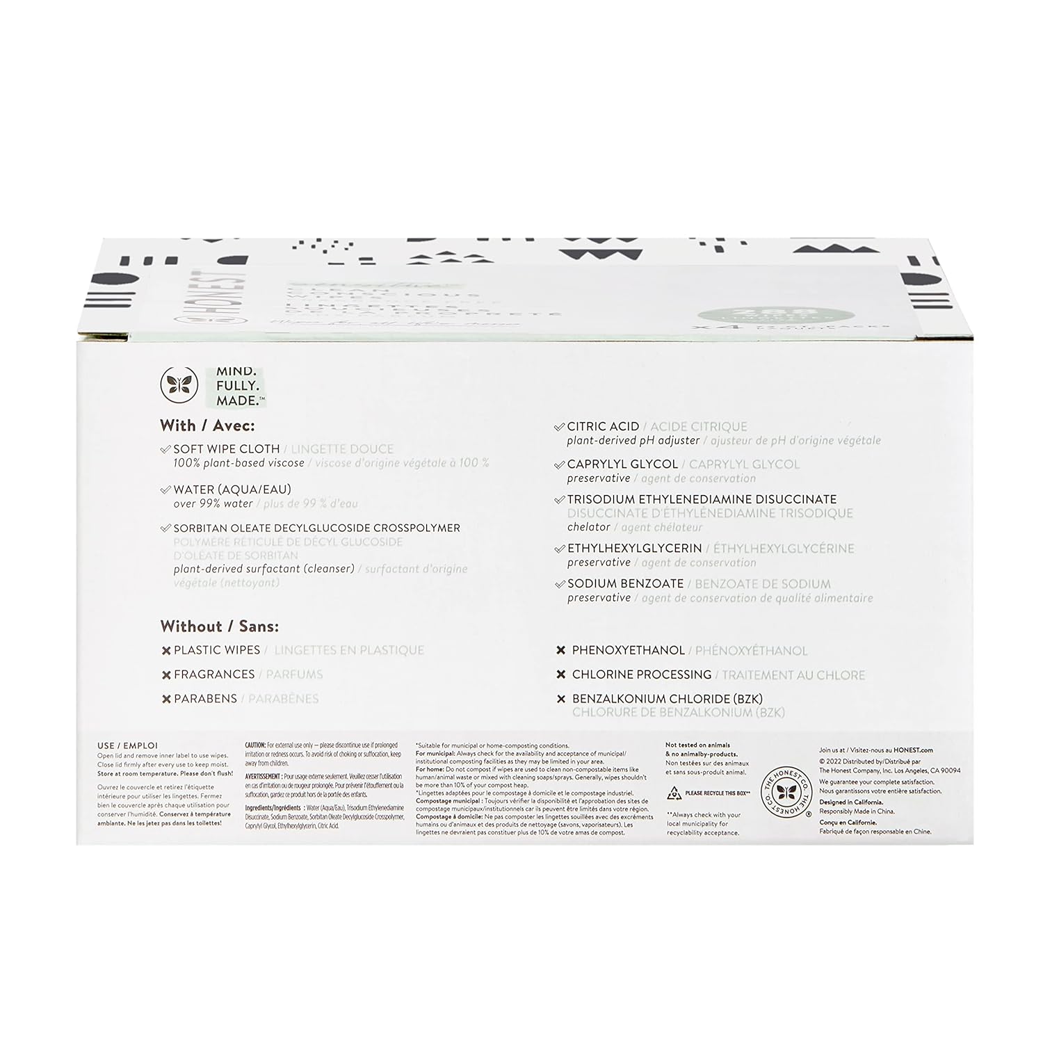 The Honest Company Multi-Use Wipes Hypoallergenic Unscented