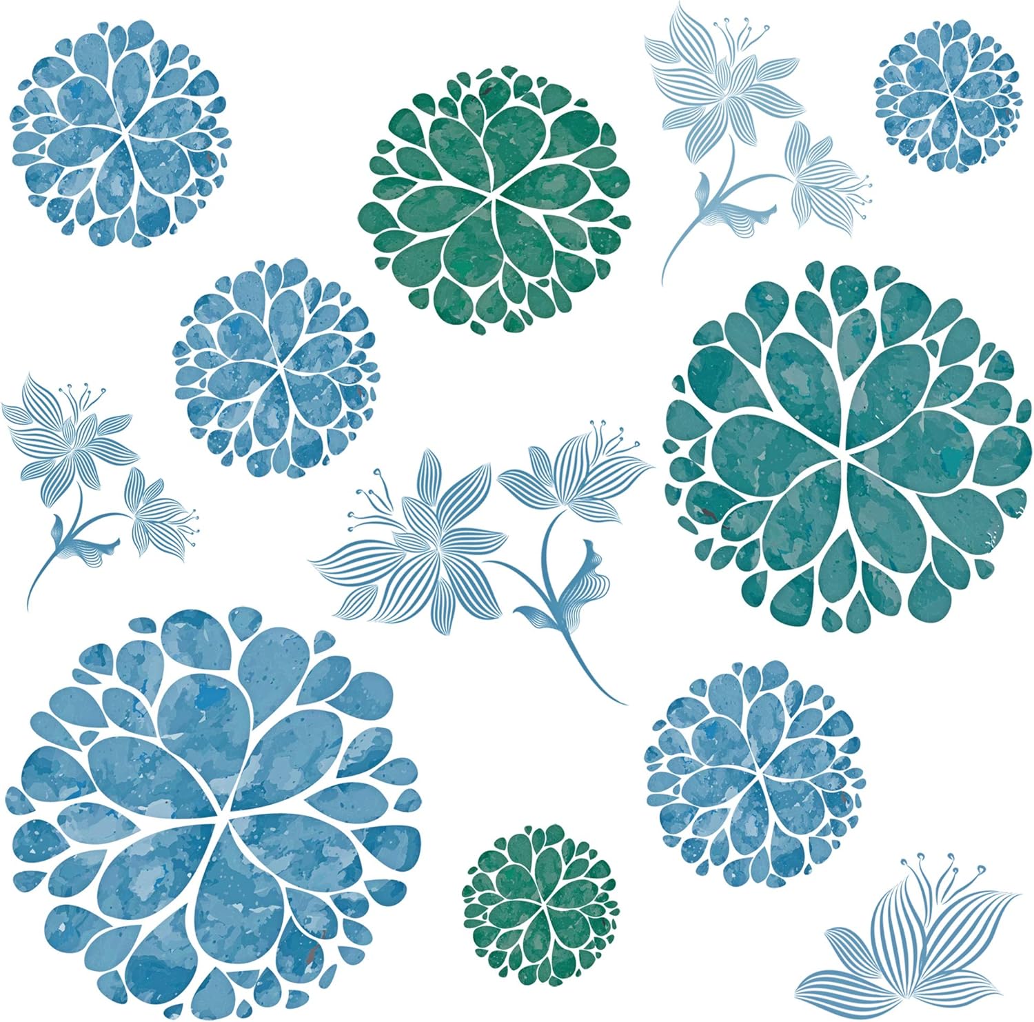 3D DIY Blue Flowers Wall Decals Stickers for Kids Room