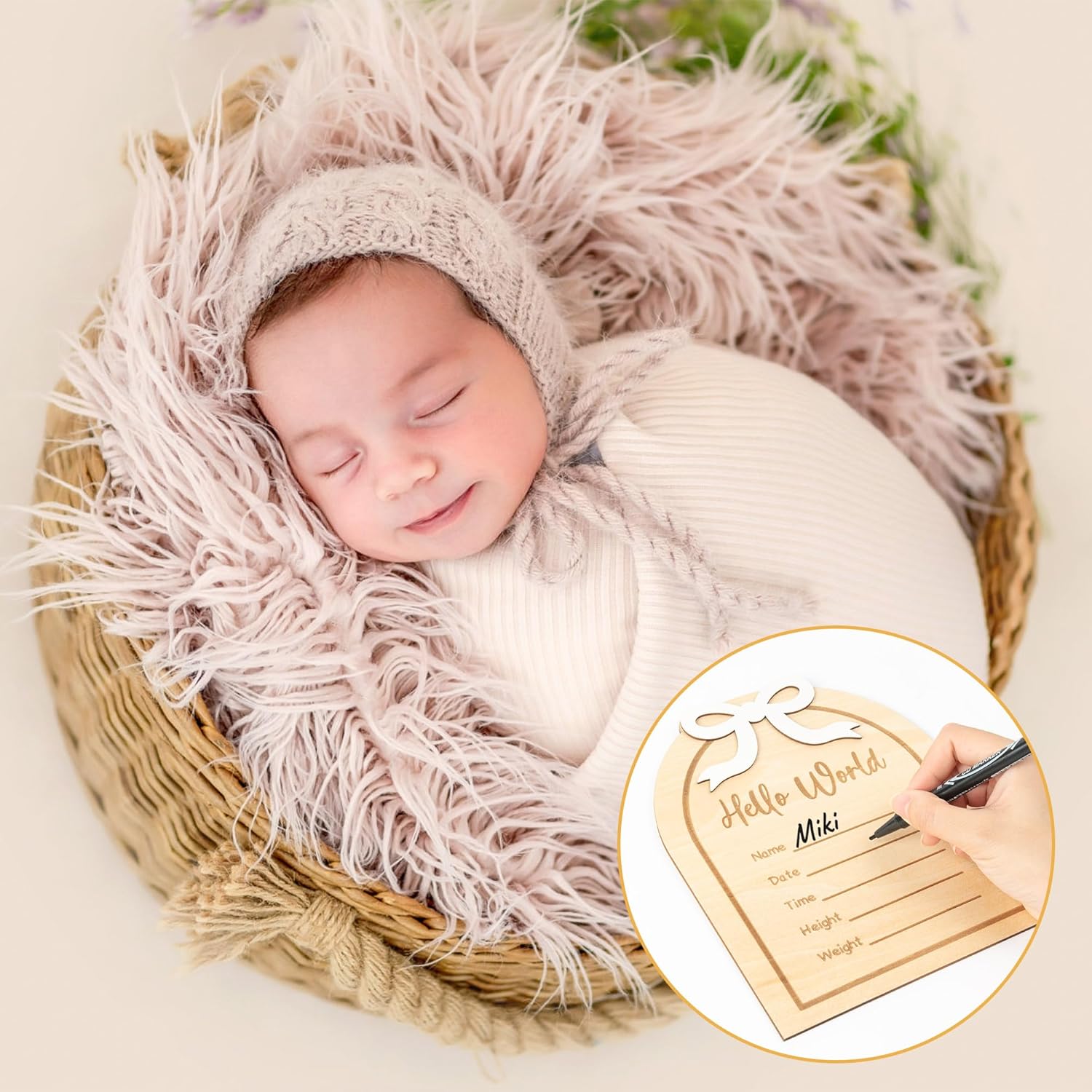 R HORSE Baby Birth Announcement Sign with 3D White Bow
