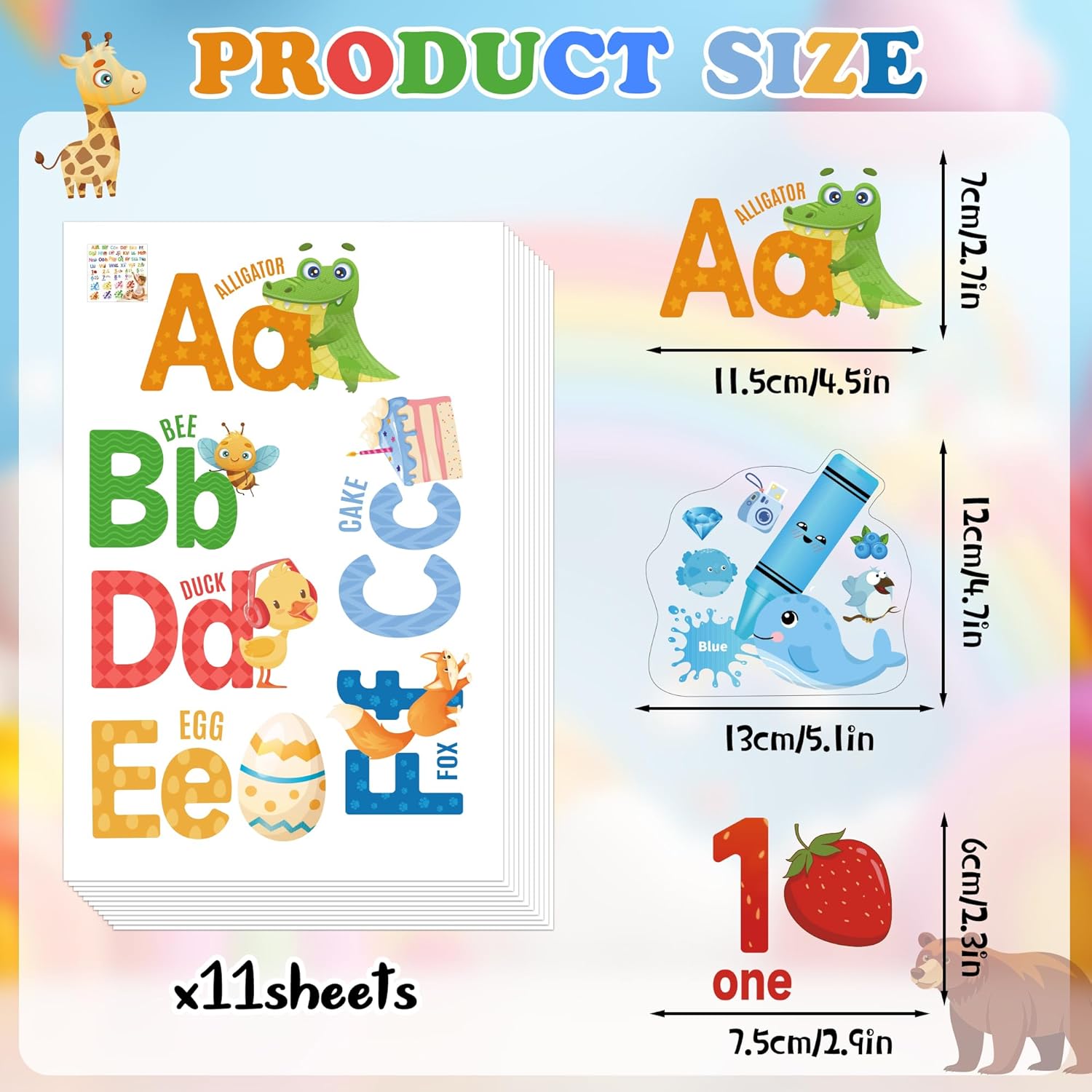 Alphabet Numbers Wall Decals for Kids Room Decor