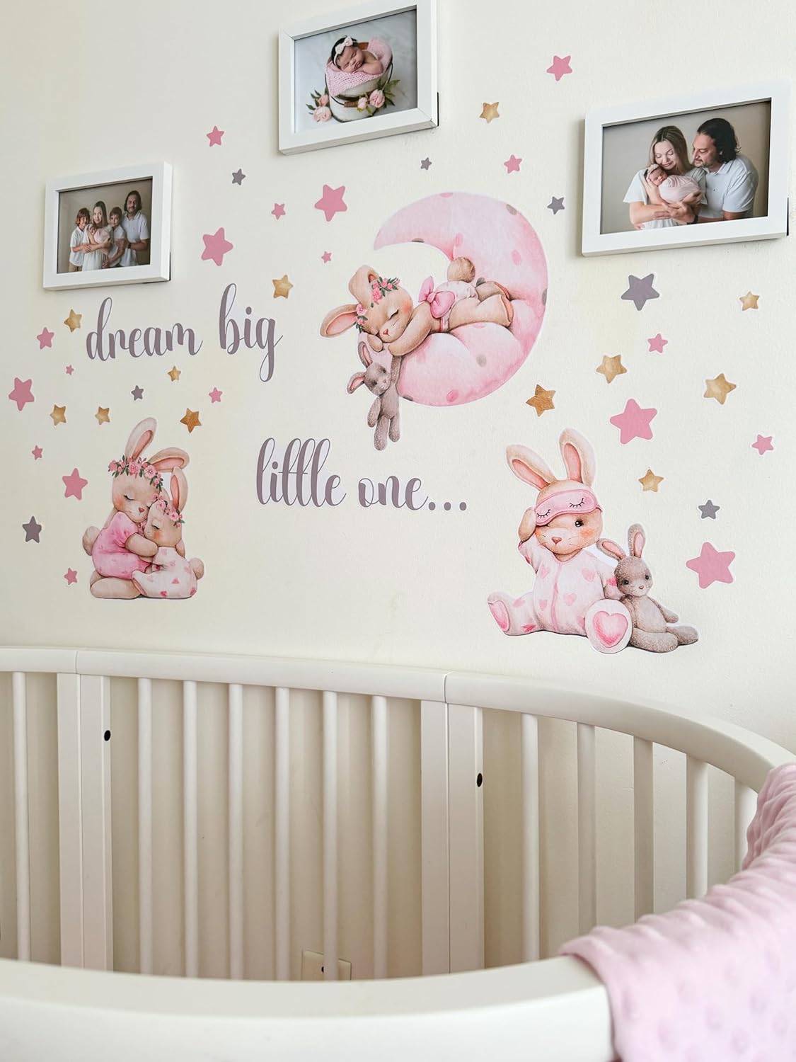 Pink Bunny Wall Decals for Baby Girl Room