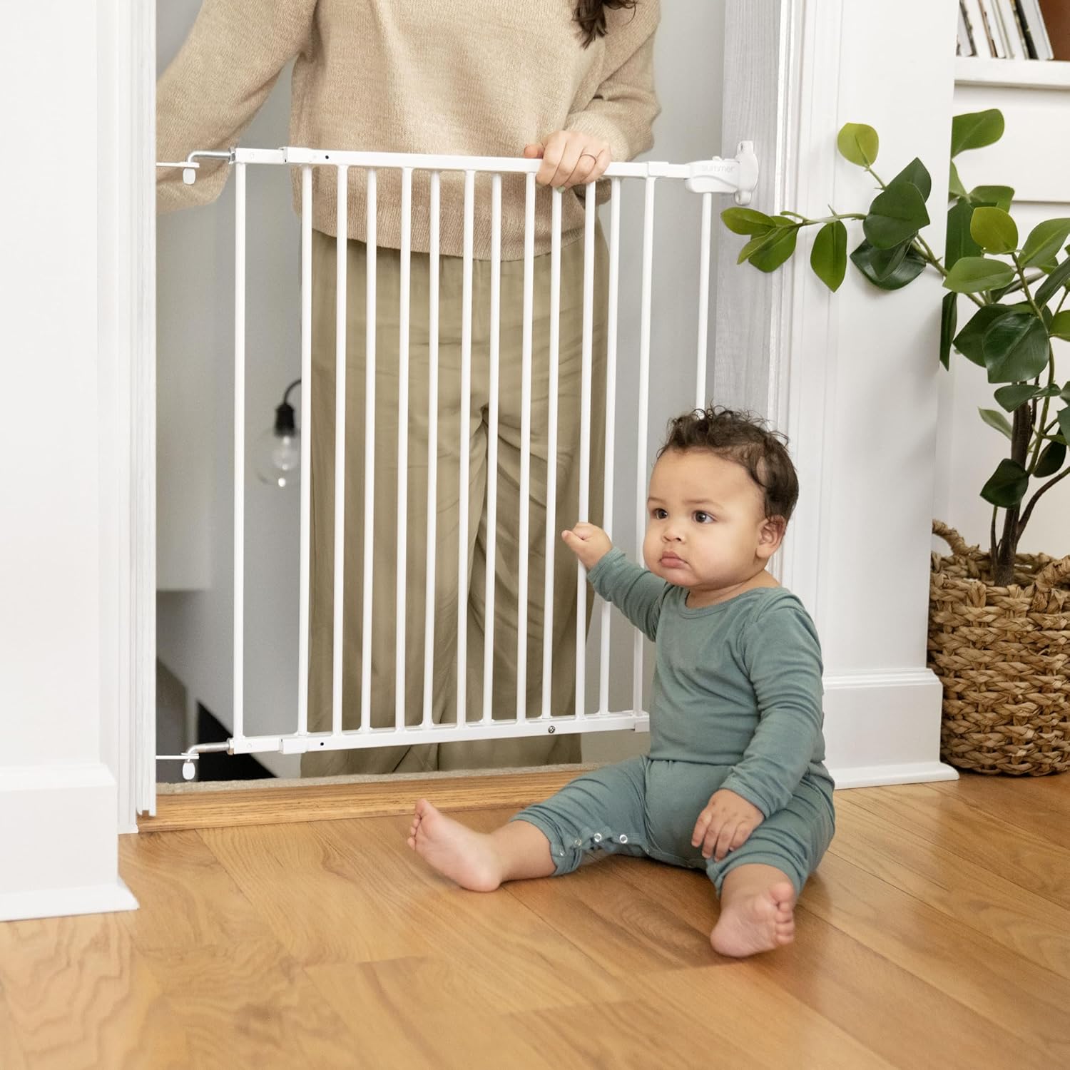Ingenuity Stairway 42W Safety Pet and Baby Gate - White Metal