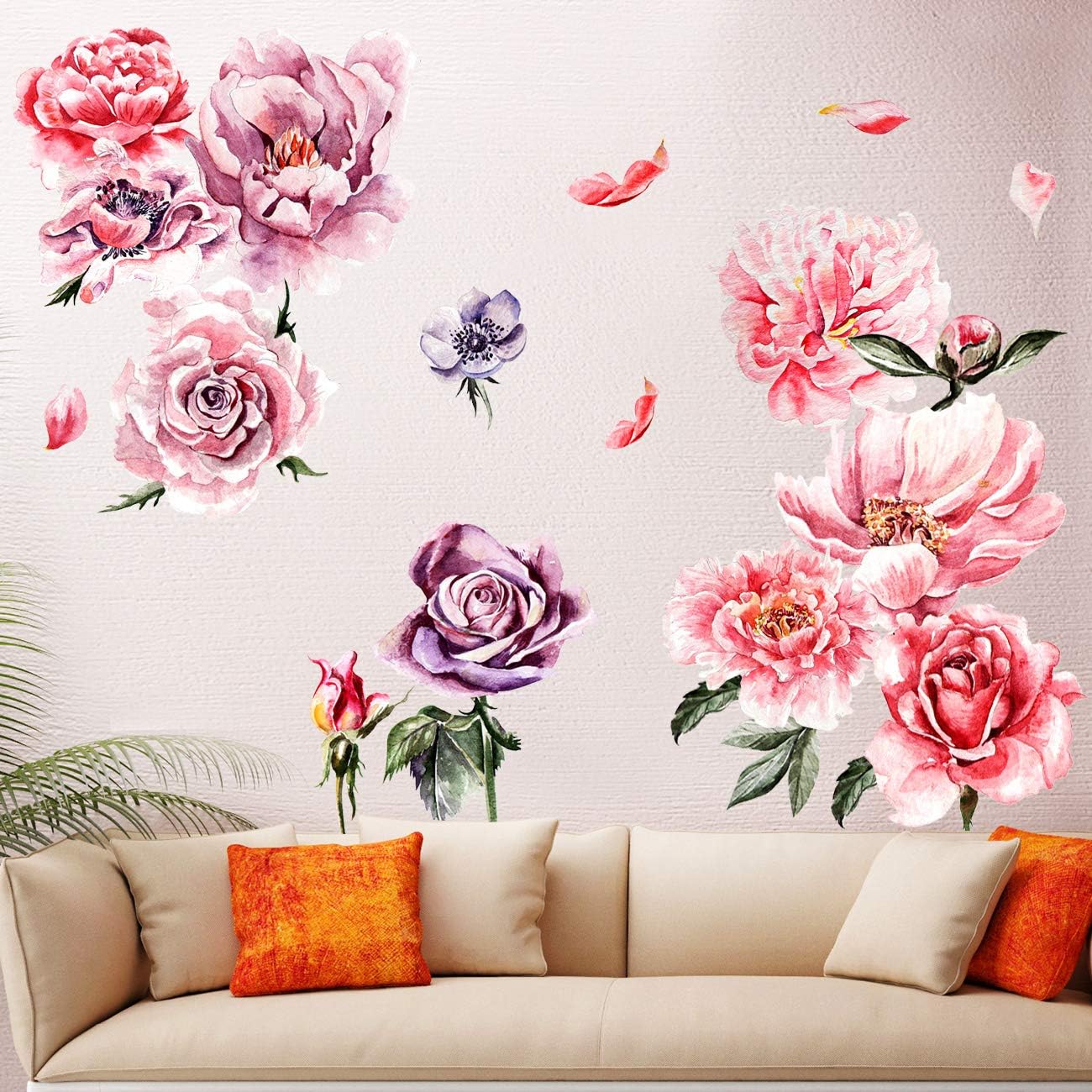 Amaonm 3D Peony Flower Wall Decal for Kids Bedroom