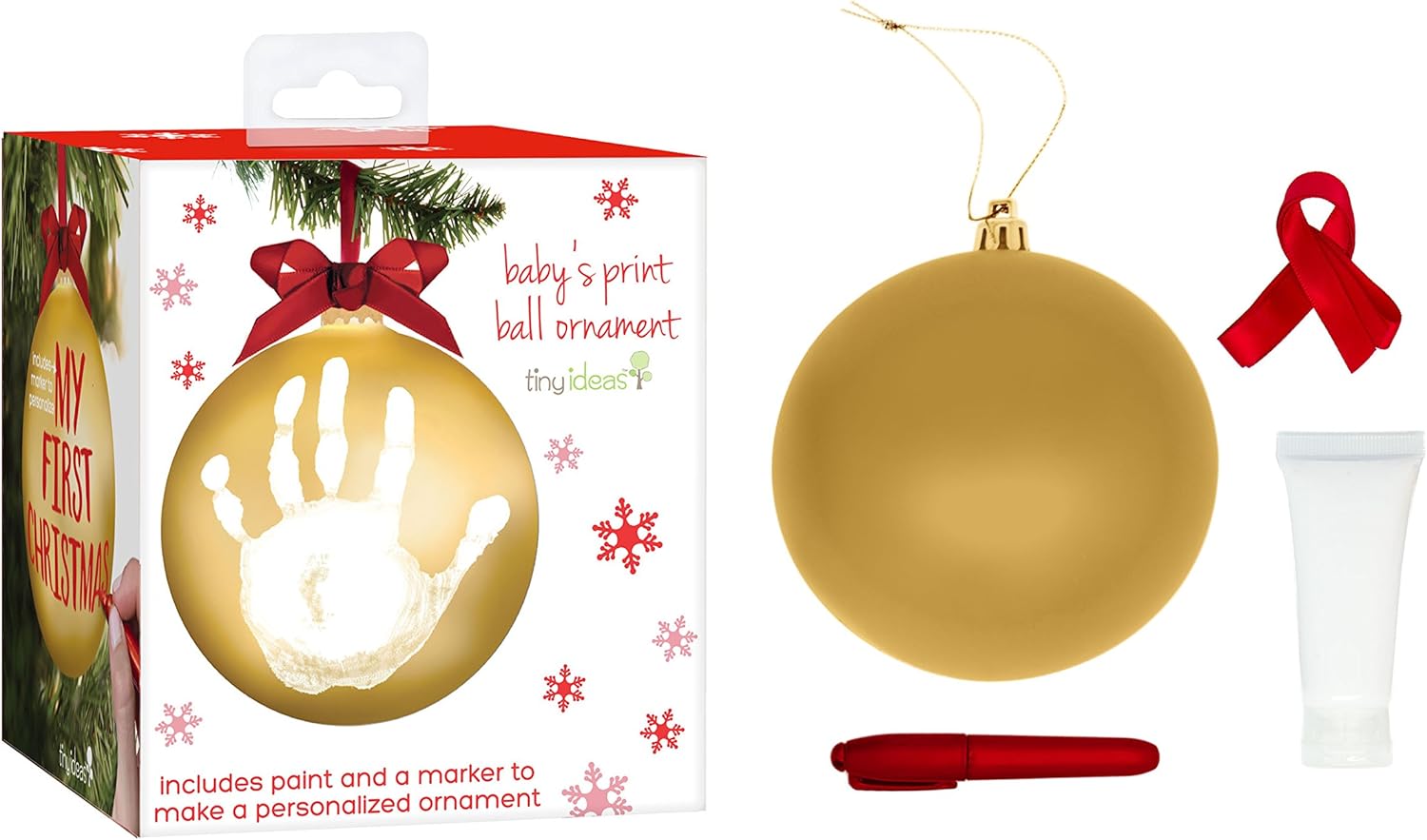 Tiny Ideas Christmas Baby Print Ball Ornament with Paint