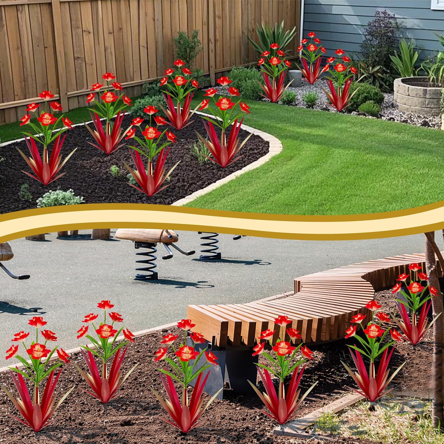 Rustic Metal Agave Outdoor Garden Decor Red