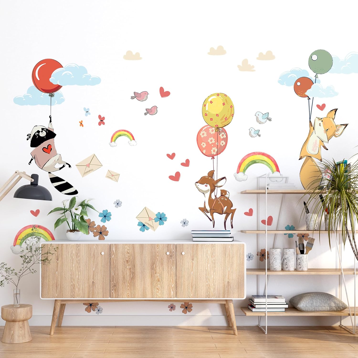 WS Wallpaper Hot Air Balloon Wall Decals - Animal Stickers for Kids Room