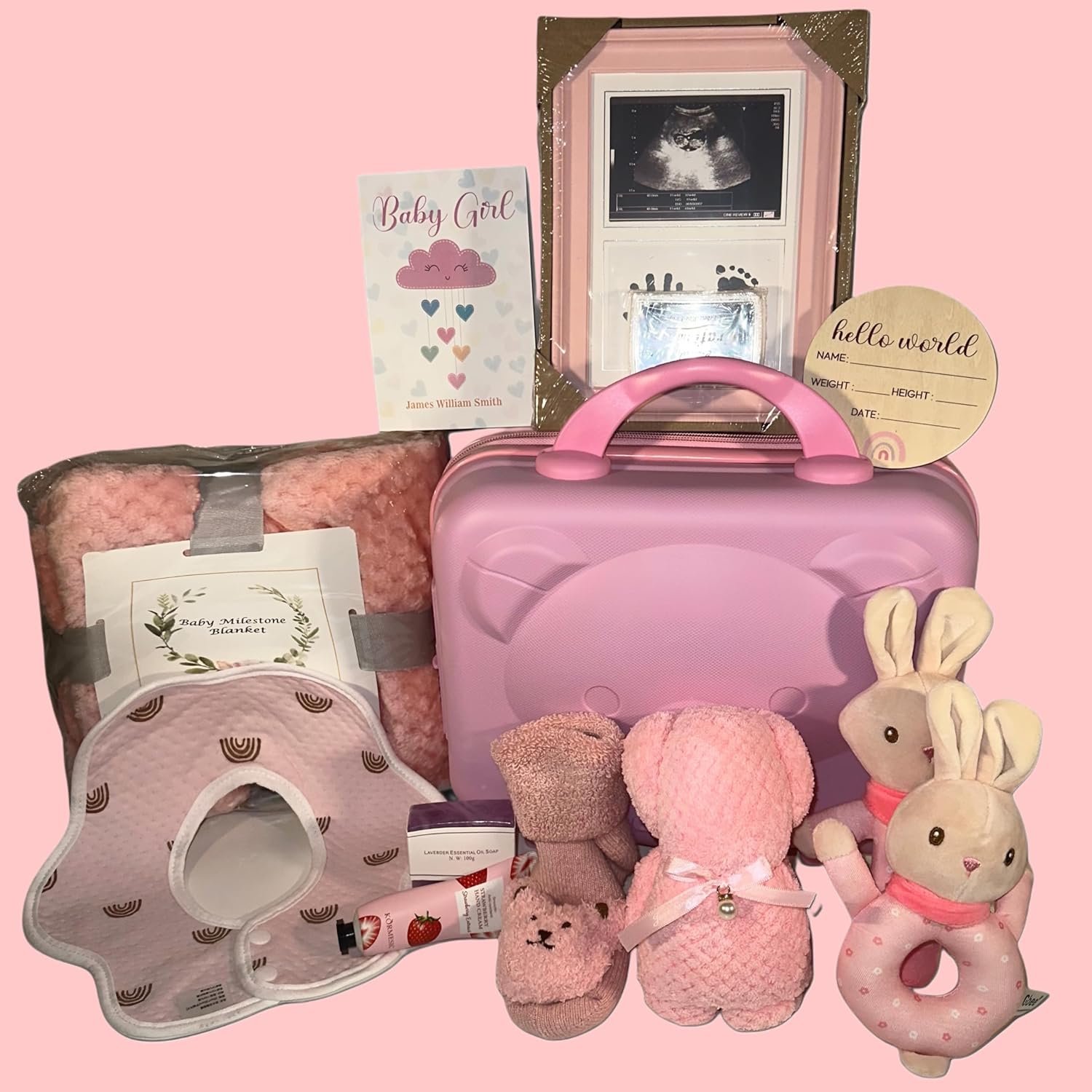 Baby Girl Gift Set with Cute Bear Suitcase