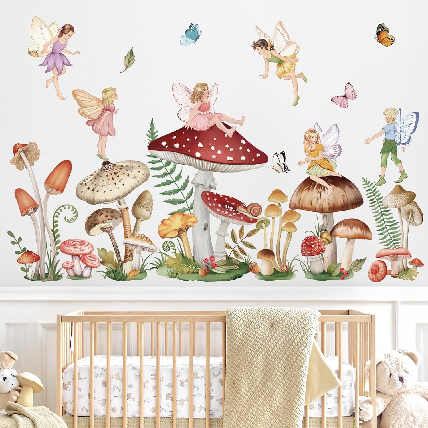 Wondever Woodland Mushroom Wall Decals for Girls Room Decor