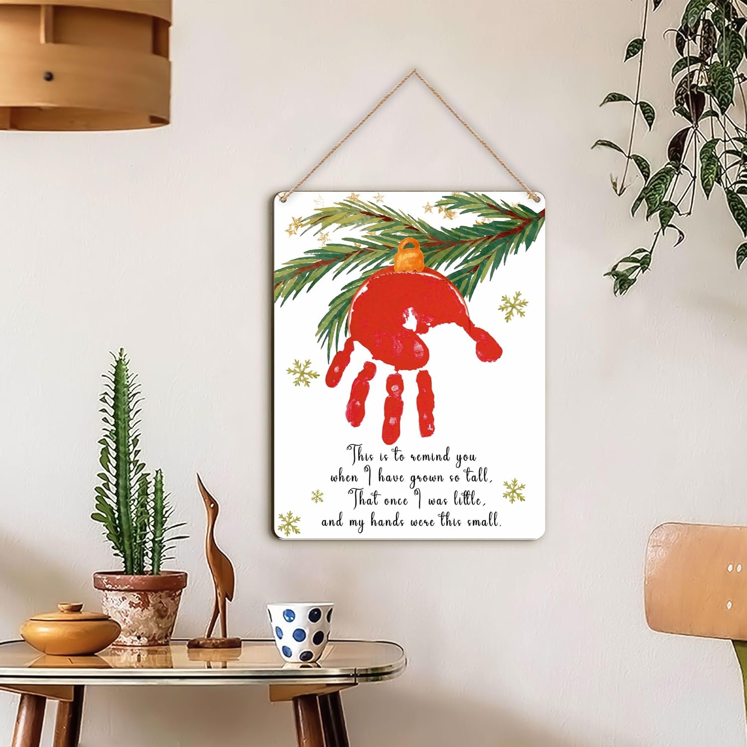 Red Christmas Handprint Hanging Sign 2024 DIY Baby Keepsake Craft