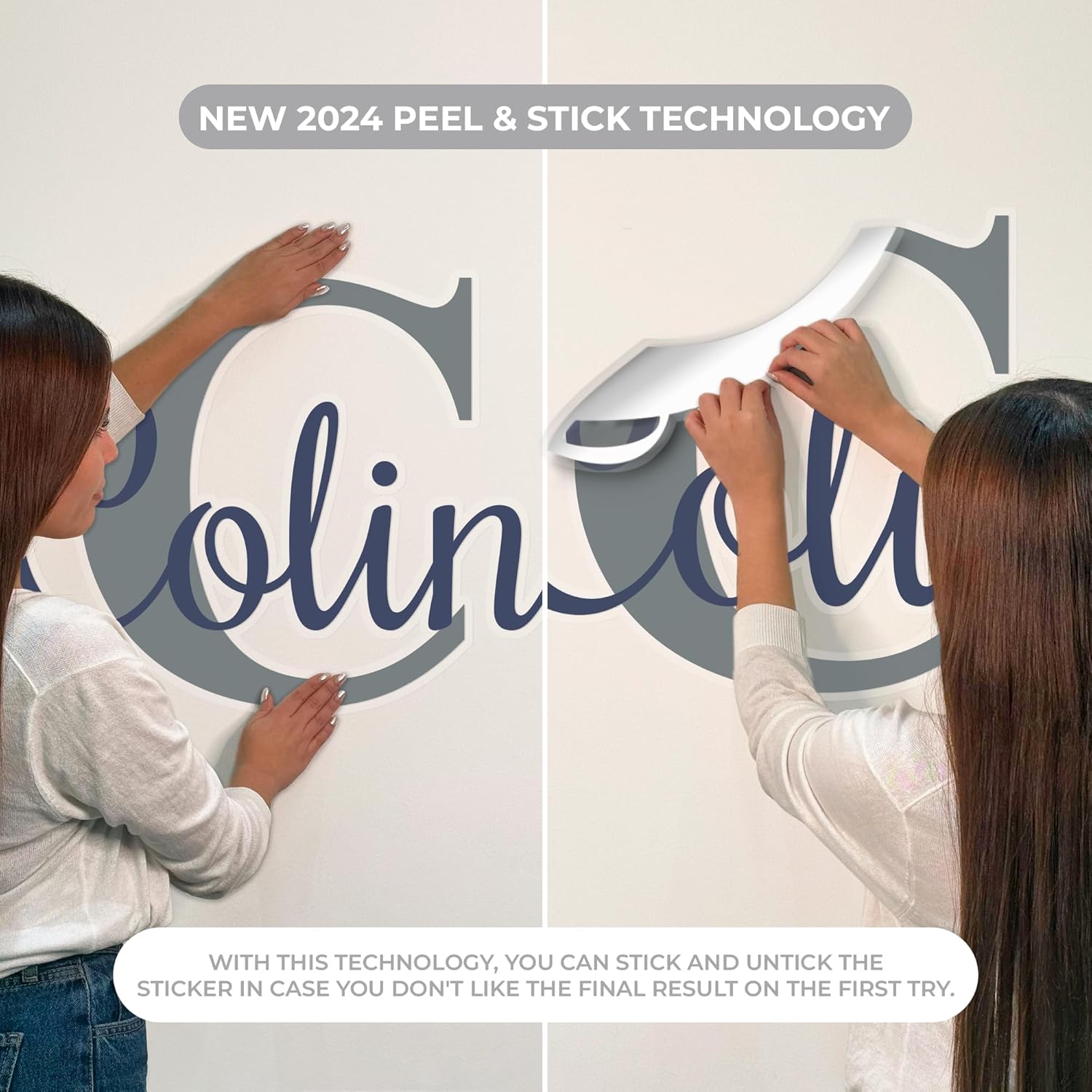 Personalized Name Wall Decals for Girls Bedroom - Butterfly Pink Room Decor with Rainbow Choices - Multiple Sizes