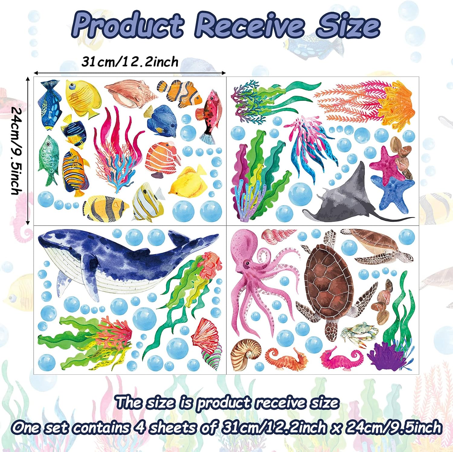 114 Piece Ocean Fish Wall Decals - Under The Sea Decor