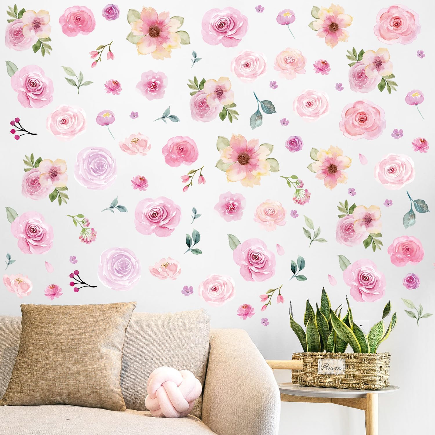 AOWDIAO 60 Pcs Flower Peel and Stick Wall Decals
