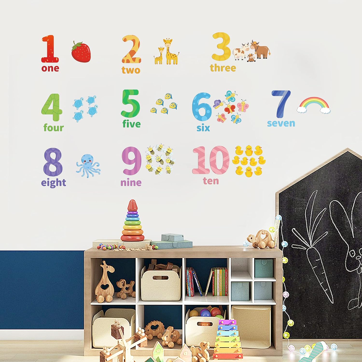 Educational Number Wall Decals for Kids 1-10