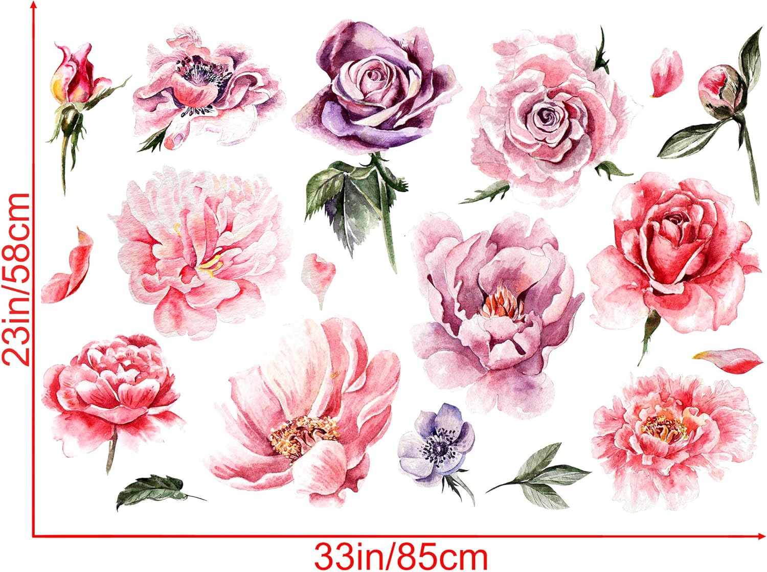Amaonm 3D Peony Flower Wall Decal for Kids Bedroom