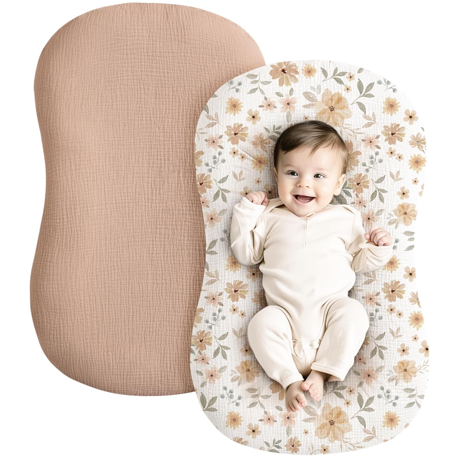 Konssy Muslin Baby Lounger Cover 2 Pack