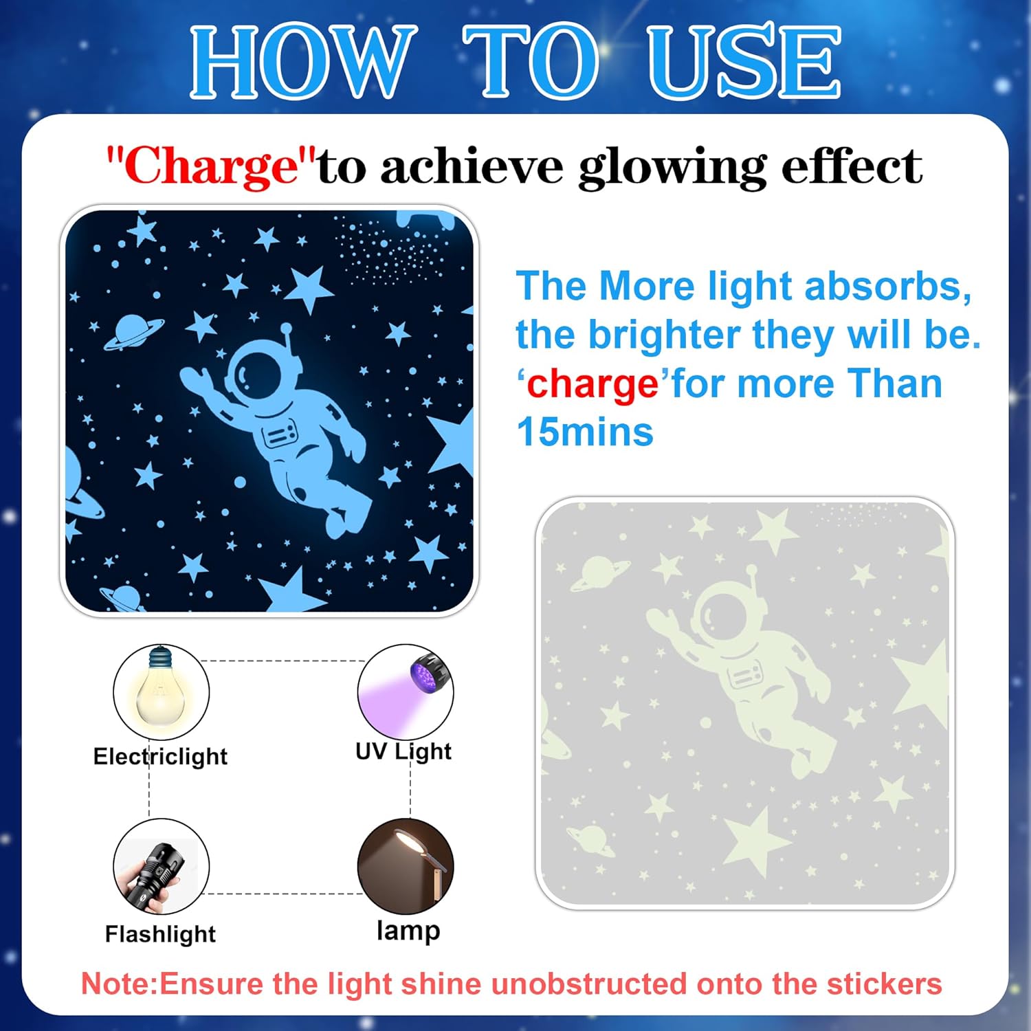 Glow in The Dark Stars Ceiling and Wall Decor for Kids Bedroom