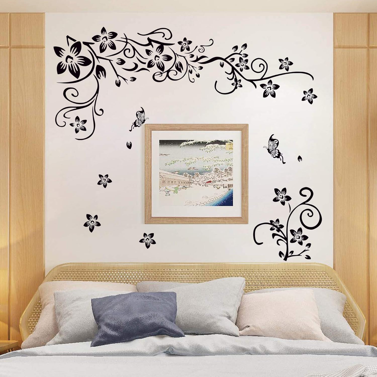 Black Flower Vines Wall Decals DIY Stickers for Kids Room