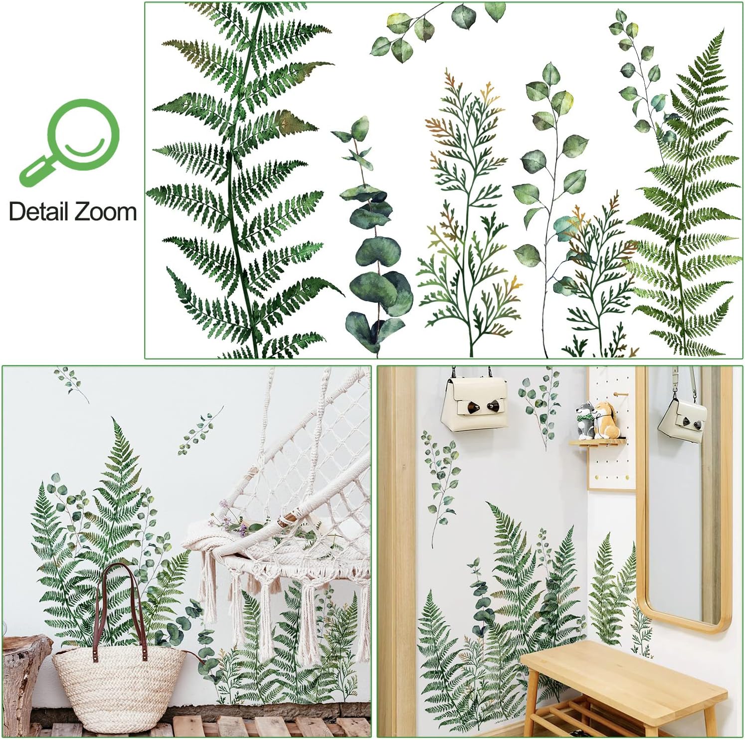 Amaonm Removable Green Leaves Wall Decals DIY