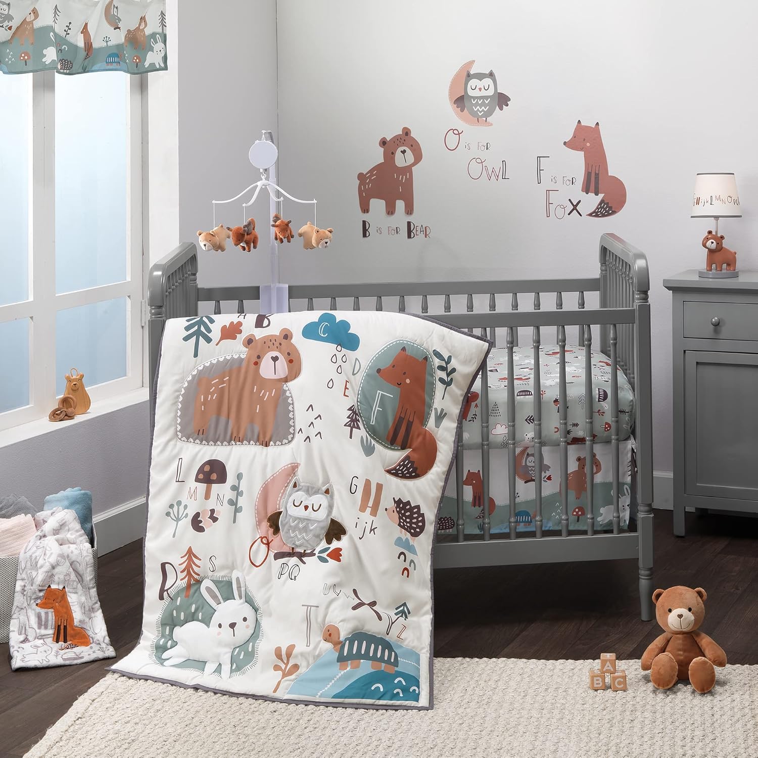 Animal Alphabet Bear Fox Musical Crib Mobile Soother Toy