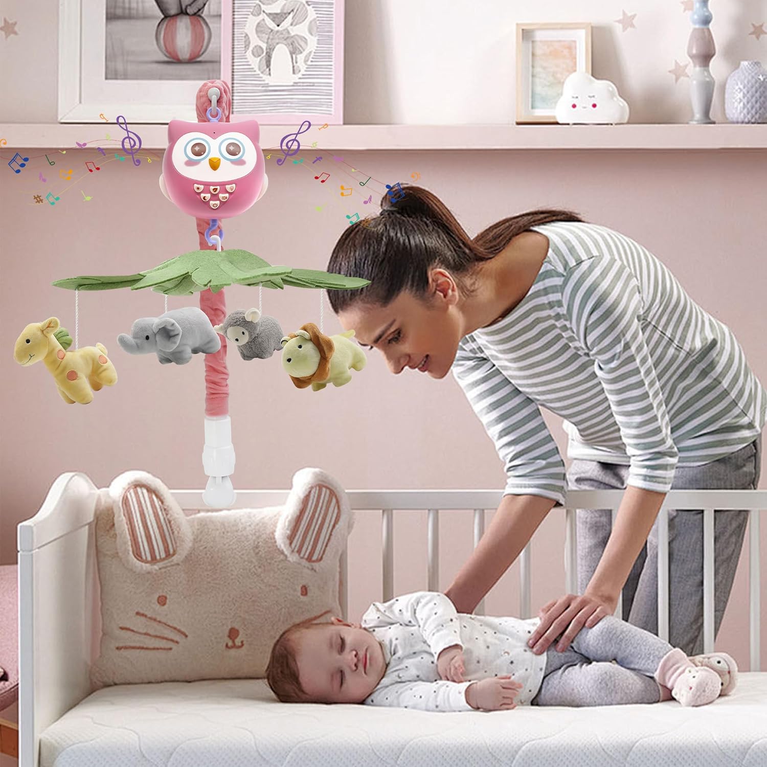 YUNGCHI Baby Crib Mobile with Music and Lights