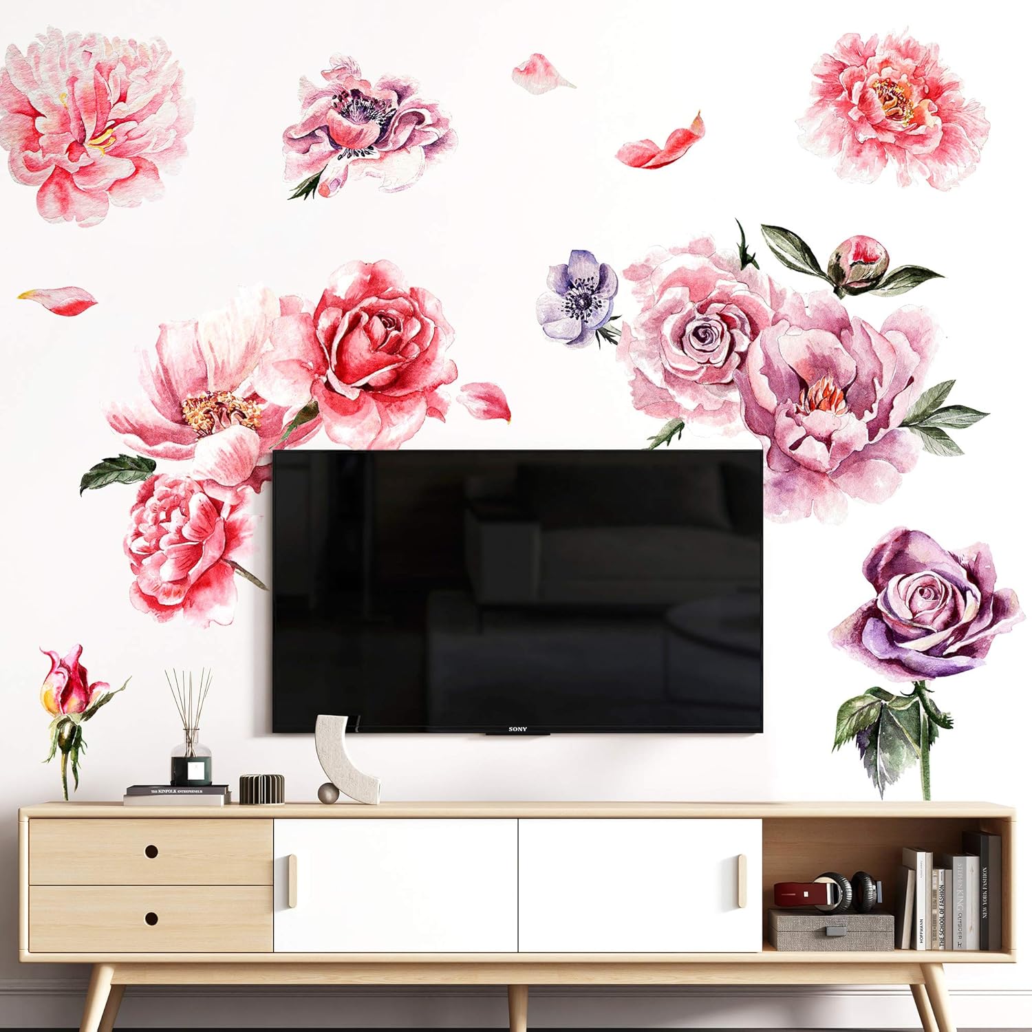 Amaonm 3D Peony Flower Wall Decal for Kids Bedroom