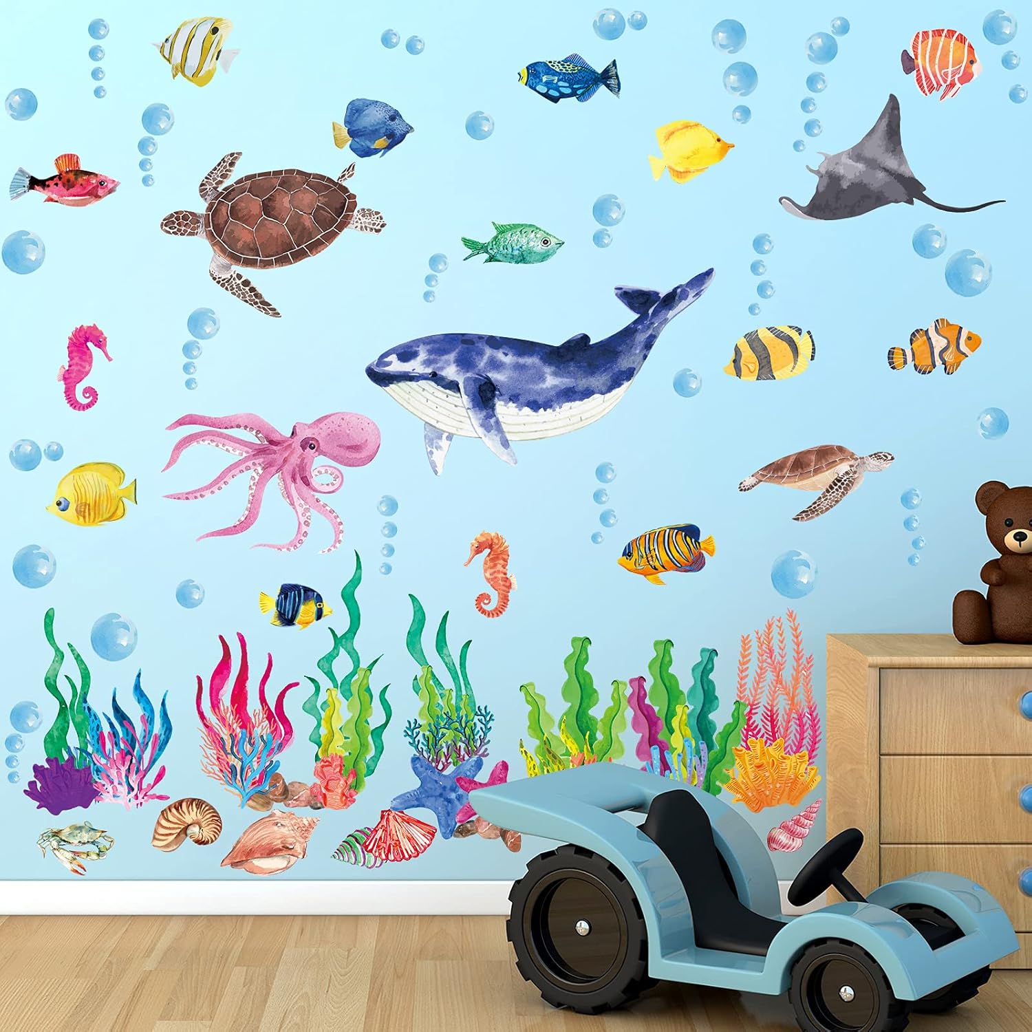 114 Piece Ocean Fish Wall Decals - Under The Sea Decor