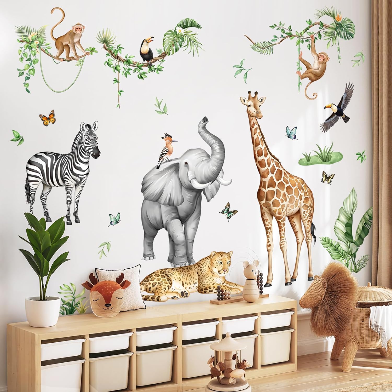 Jungle Safari Animal Wall Decals for Kids Room