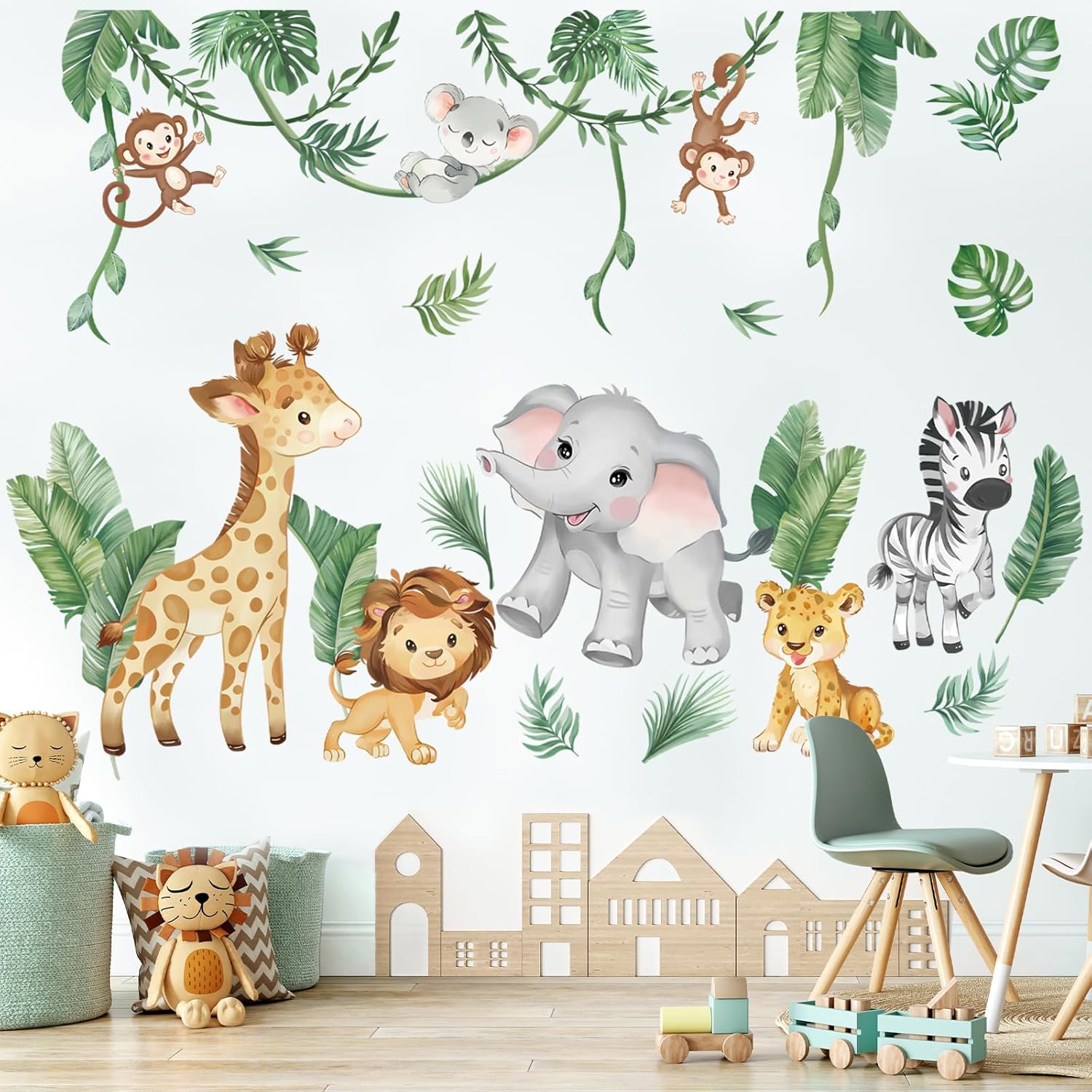 Wondever Jungle Animals Wall Stickers for Kids Room