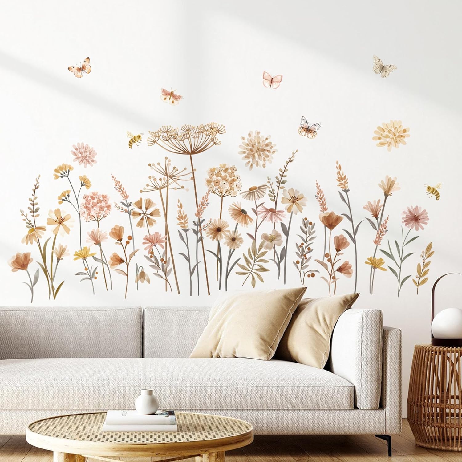 Boho Flower Wall Decals for Kids Room and Nursery Decor