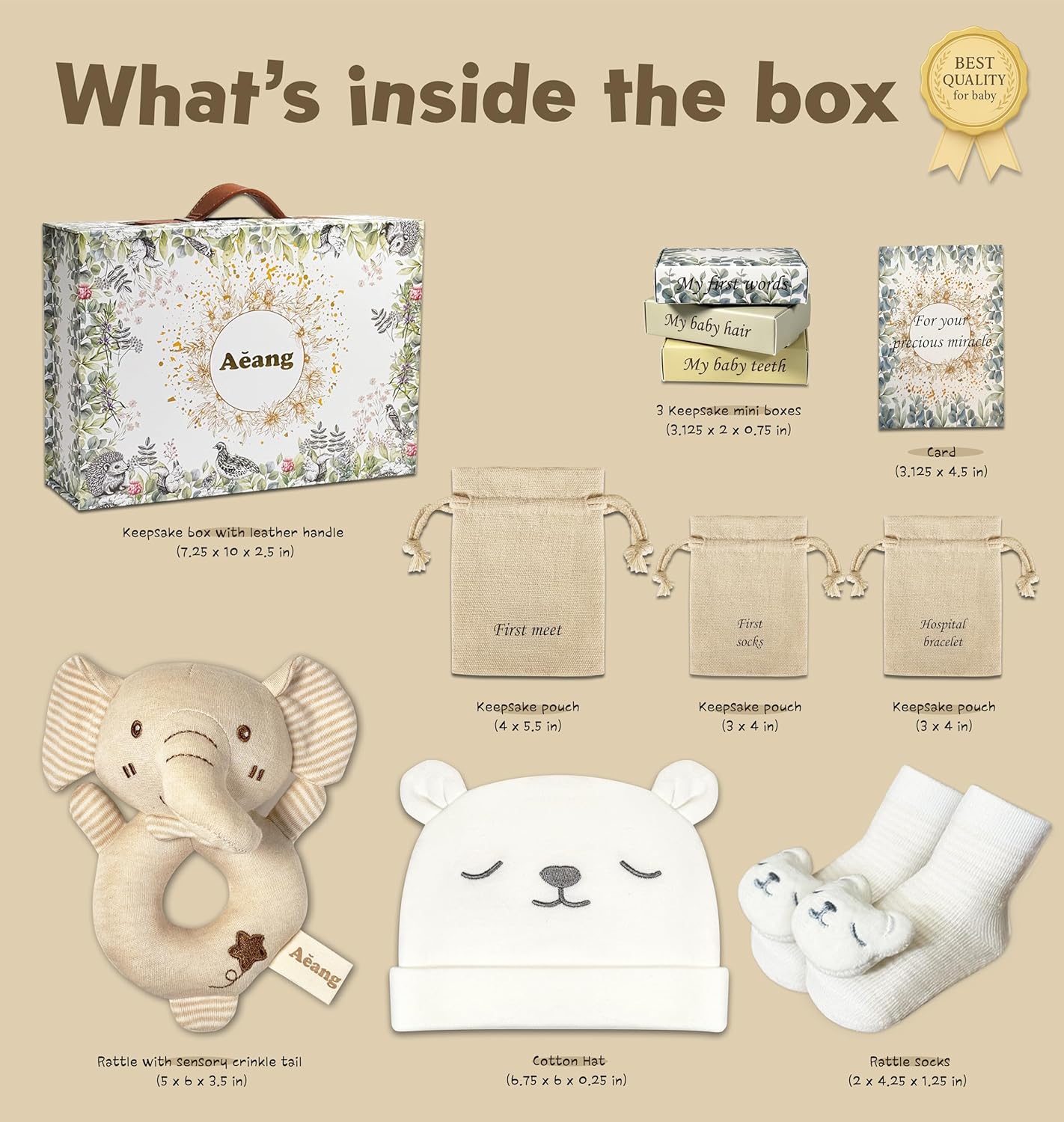 Baby Keepsake Box with Hat Socks and Rattle