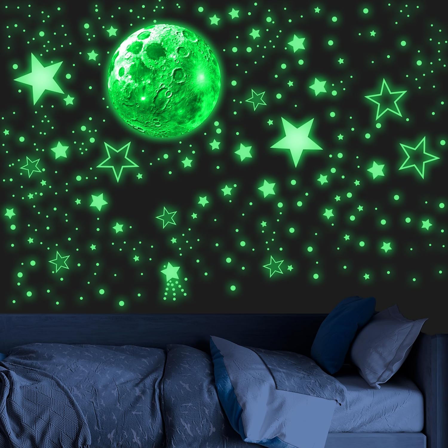 Glow in the Dark Stars and Moon Sticker for Wall and Ceiling Decor