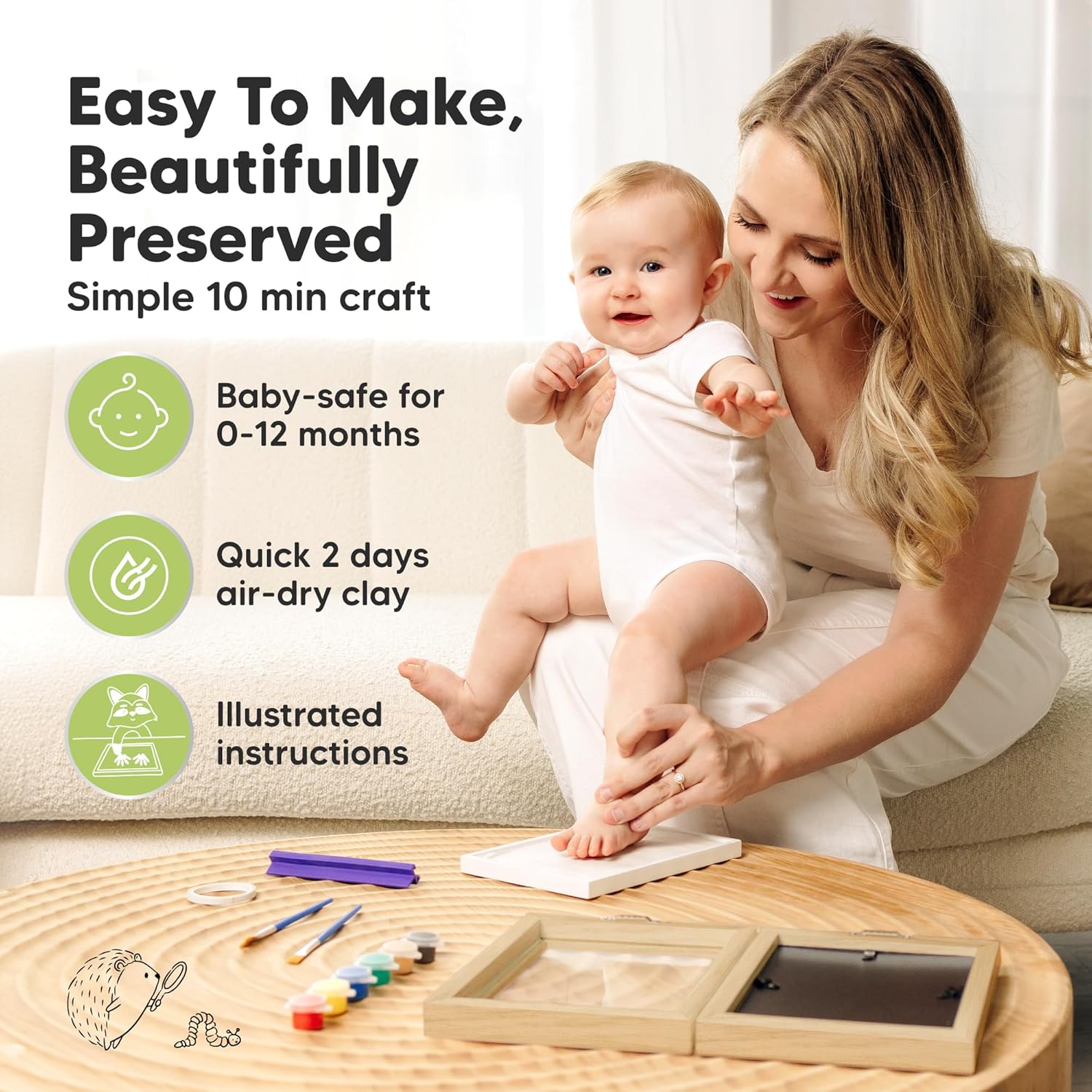 KeaBabies Personalized Hand Footprint Kit for Baby Showers