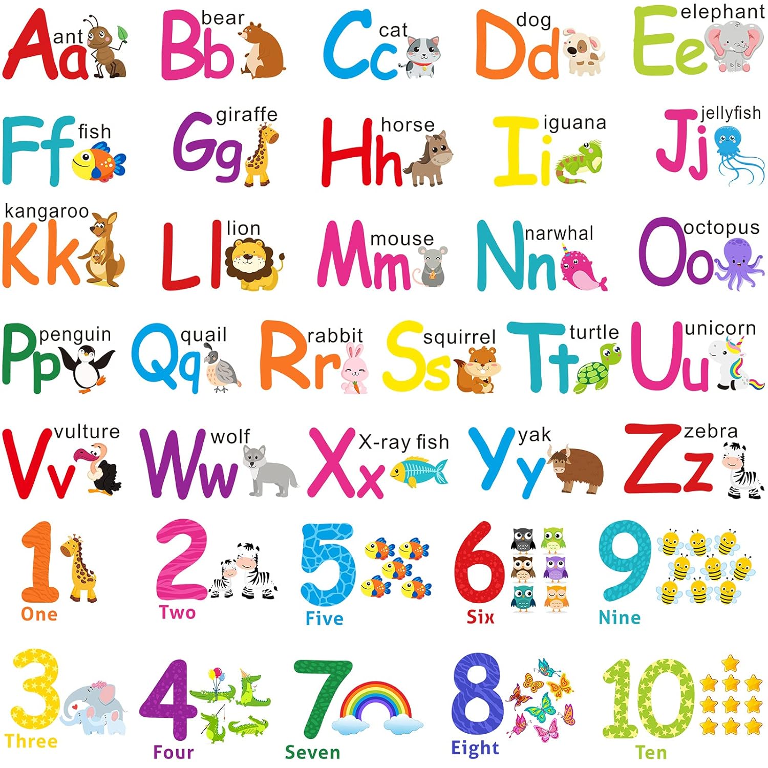 6 Sheets Animal Alphabet Wall Sticker for Toddler