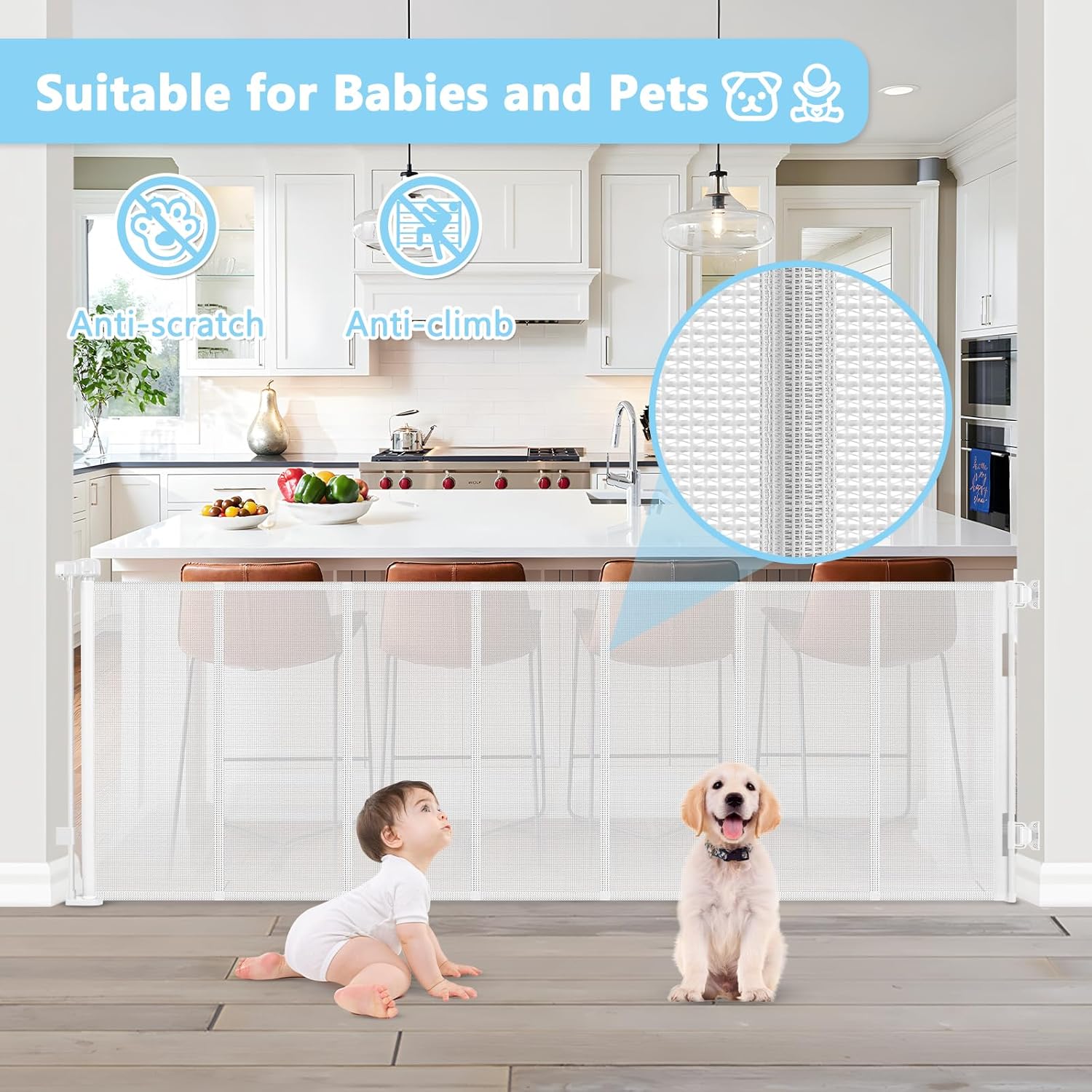 WOMHOM Reinforced 120 Inch Retractable Baby Gate